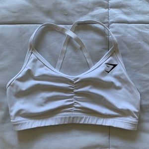 Gymshark ruched training sports bra, White, Medium